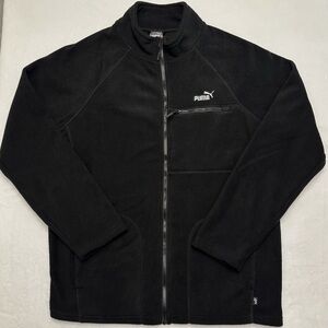 🆕 Puma Polar Fleece Full Zip Jacket Men’s Size Medium Black Raglan Sleeve